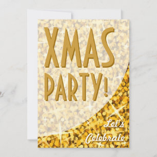 Invitation Glitz "Gold" courbe "Xmas Party!"