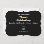 Invitation Glitz "Gold" 'Party!' noir ovale support (Dos)