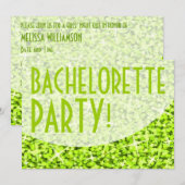 Invitation Glitz Lime courbe 'Bachelorette Party ! ' (Devant / Derrière)