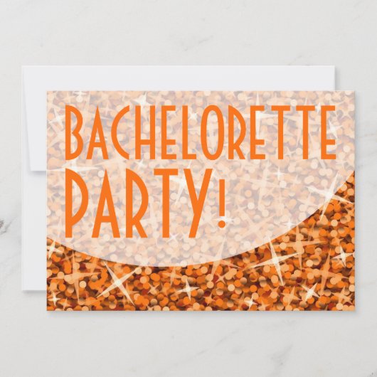 Invitation Glitz Orange courbe 'Bachelorette Party!' (Devant)