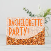 Invitation Glitz Orange courbe 'Bachelorette Party!' (Debout devant)