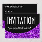 Invitation Glitz Purple courbe noire 'Invitation' (Devant / Derrière)