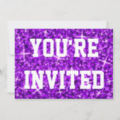 Invitation Glitz Purple texte blanc 'Vous êtes invité' (Devant)