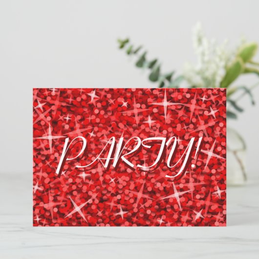 Invitation Glitz Red 'Party' Noël (Debout devant)