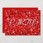 Invitation Glitz Red 'Party' Noël (Devant / Derrière)