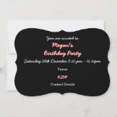 Invitation Glitz Red 'Sweet 16' noir ovale support d'invitati (Dos)