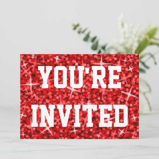 Invitation Glitz Red Vous êtes invité texte blanc d'invitatio (Debout devant)
