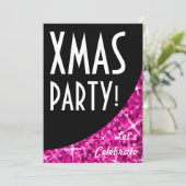 Invitation Glitz Rose courbe noire "Fête de Noël" invitation! (Debout devant)