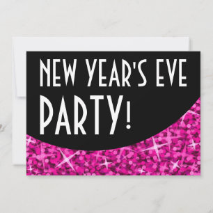Invitation Glitz Rose courbe noire 'Nouvel An's Eve Party'