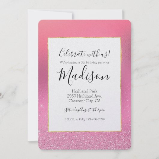 Invitation Glitz rose or (Devant)