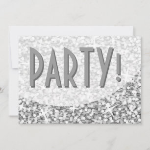 Invitation Glitz "Silver" courbe "Party!"invitation