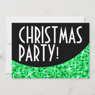 Invitation Glitz Vert courbe noire 'Noël Party'