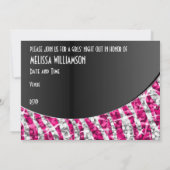 Invitation Glitz Zebra Rose courbe noire 'Bachelorette Party' (Dos)