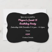 Invitation Glitz Zebra Rose 'Party!' noir oval support (Dos)