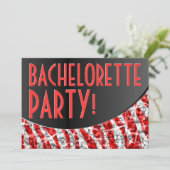 Invitation Glitz Zebra Rouge courbe noire Bachelorette Party (Debout devant)