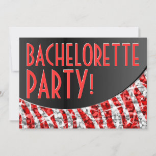 Invitation Glitz Zebra Rouge courbe noire Bachelorette Party