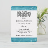 Invitation Glitzy Aqua Blue Turquoise Parties scintillant Ann (Debout devant)
