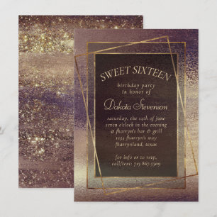 Invitation Glitzy   Fête des Sparkle de Golden Bronze