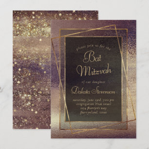 Invitation Glitzy Foil Bronze Taupe Faux Parties scintillan