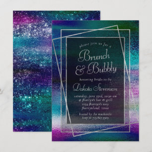 Invitation Glitzy Foil   Brunch holographique au champagne fo
