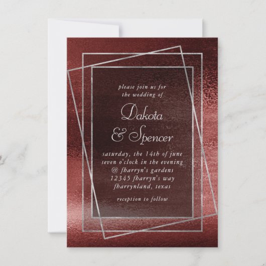 Invitation Glitzy Foil | Henna Crimson Red Faux Parties scint (Devant)