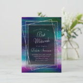 Invitation Glitzy Foil | Holographique Dark Ombre Bat mitzvah (Debout devant)