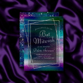 Invitation Glitzy Foil | Holographique Dark Ombre Bat mitzvah