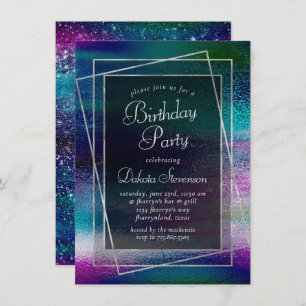 Invitation Glitzy Foil   Holographique Metallic Anniversaire