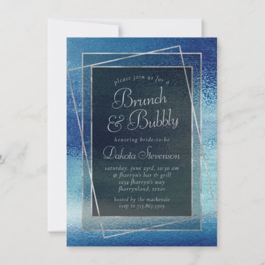 Invitation Glitzy Foil | Ice Blue Iridescente Champagne Brunc (Devant)