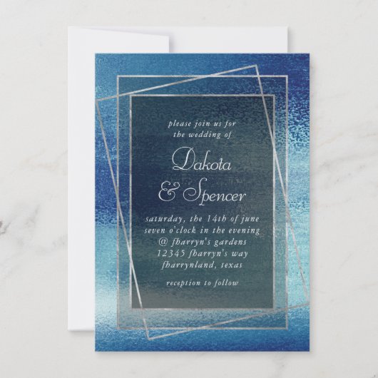 Invitation Glitzy Foil | Ice Blue Iridescente Faux Sparken (Devant)