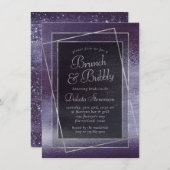 Invitation Glitzy Foil | Indigo Midnight Purple Bubbly Brunch (Devant / Derrière)