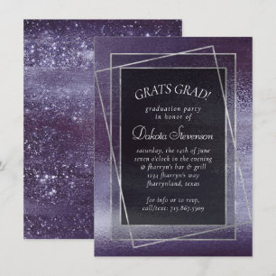 Invitation Glitzy Foil Indigo Midnight Purple Graduation