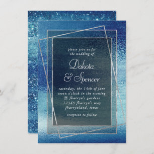 Invitation Glitzy Foil   Iridescente Ice Blue Faux Parties sc