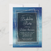 Invitation Glitzy Foil | Iridescente Ice Blue fête d'annivers (Devant)