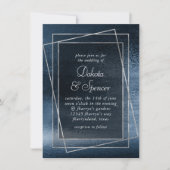 Invitation Glitzy Foil | Marine Blue Faux Glam Mariage métall (Devant)