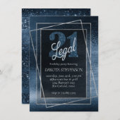 Invitation Glitzy Foil | Marine Blue Faux Parties scintillant (Devant / Derrière)