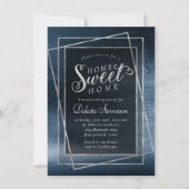 Invitation Glitzy Foil | Navy Blue Sparkle Home Sweet Home (Devant)