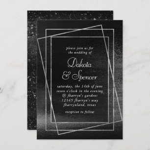 Invitation Glitzy Foil   Platine Argent Faux Chrome Shimmer