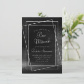Invitation Glitzy Foil | Platinum Argent Bar ou Bat mitzvah (Debout devant)