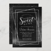 Invitation Glitzy Foil | Réchauffement ménager en argent plat (Devant / Derrière)