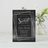 Invitation Glitzy Foil | Réchauffement ménager en argent plat (Debout devant)