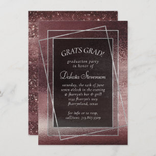 Invitation Glitzy Foil Rose Gold Mauve Blush Graduation