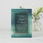 Invitation Glitzy Foil | Seafoam Green Aqua Faux Shimmer (Debout devant)