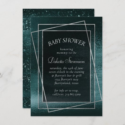 Invitation Glitzy Foil | Seafoam Green Faux Iridescente Douch (Devant / Derrière)