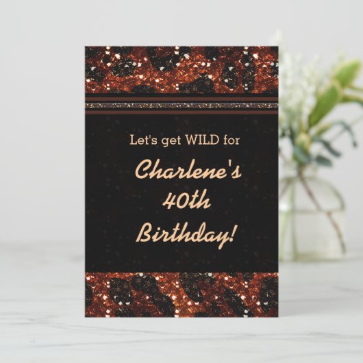 Invitation Glitzy Glam Parties scintillant Leopard Cheetah In (Debout devant)