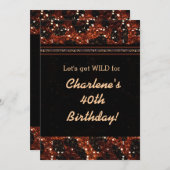Invitation Glitzy Glam Parties scintillant Leopard Cheetah In (Devant / Derrière)