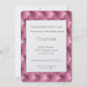 Invitation Glitzy Glam rose Argent Faux Velvet Anniversaire (Devant)
