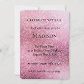 Invitation Glitzy Glam rose étincelle Anniversaire (Devant)