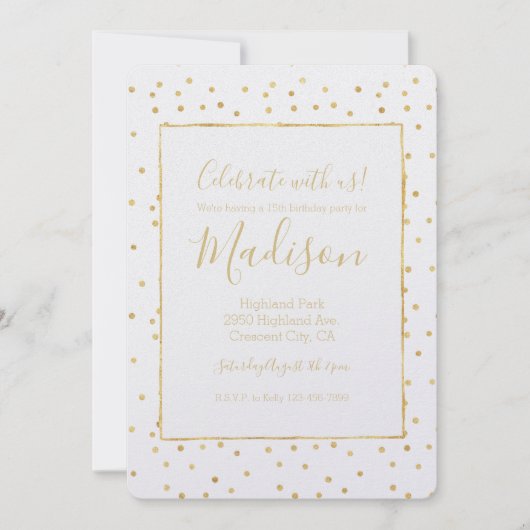 Invitation Glitzy Gold Confetti Anniversaire (Devant)
