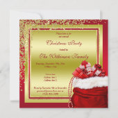 Invitation Glitzy Gold Confetti & Père Noël`s Cadeaux Noël (Devant)
